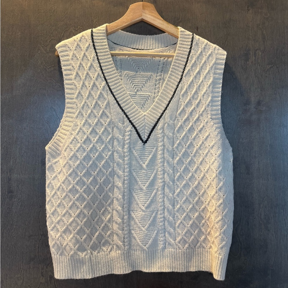 Women’s Cream Knit Sweater Vest